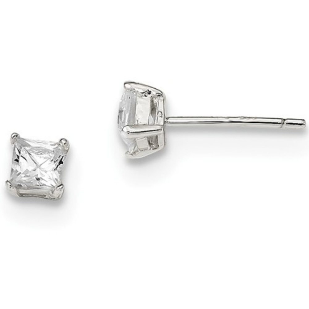 tiny square stud earrings - Picture 5 of 7